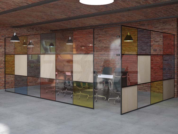 پارتیشن تک جداره ترکیبی با شیشه رنگی